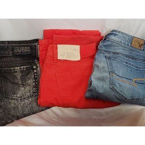 Pants Jeans Lot of 3 Pairs American Eagle Guess Ann Taylor Loft Preowned